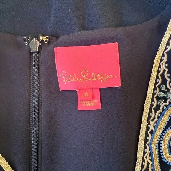 Lilly Pulitzer Preppy Feminine Chic Embroidered A-Line Sheath Dress Size 8 Party - Picture 9 of 10